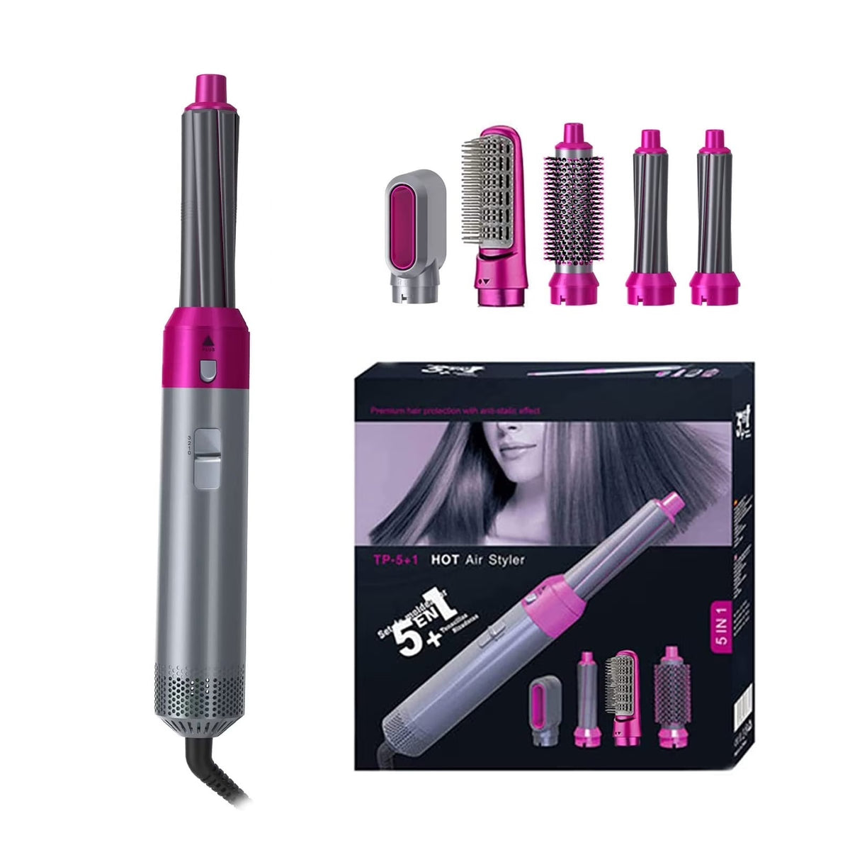 Cepillo para el Cabello 5 en 1 – ¡Seca, Alisa y Dale Volumen a tu Cabello!